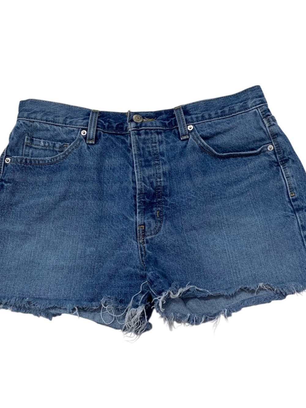 BDG‎ Denim Shorts Size 27 Women's Boyfriend Low Rise Raw Hem Beach Festival Boho